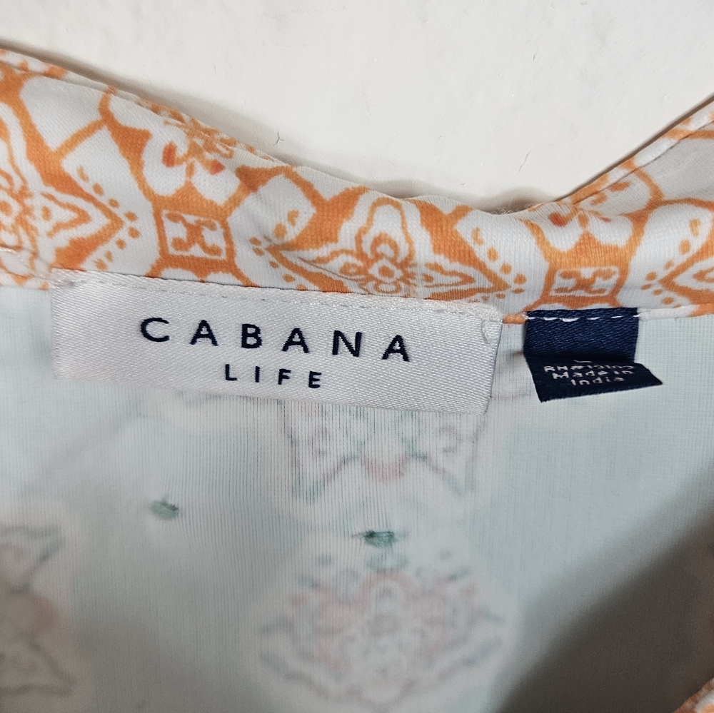 Cabana Life Tunic Swim Cover Up Dress Women's Size L Style:464-C-CV8 Blue Orange - Picture 4 of 11